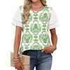 image:imageWIHOLL Womens Summer Tops Trendy Ruffle Sleeve Shirts Casual Chiffon Blouses Beach Vacation ClothesGreen Ethnic Florals