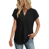 image:imageWIHOLL Womens Summer Tops V Neck T Shirts Cap Sleeve Business Casual Outfits Loose Fit Beach Vacation Clothes Basic Tees0black