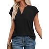 image:imageWIHOLL Womens Summer Tops V Neck T Shirts Cap Sleeve Business Casual Outfits Loose Fit Beach Vacation Clothes Basic Tees0black