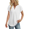 image:imageWIHOLL Womens Summer Tops V Neck T Shirts Cap Sleeve Business Casual Outfits Loose Fit Beach Vacation Clothes Basic Tees0white