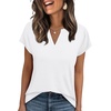 image:imageWIHOLL Womens Summer Tops V Neck T Shirts Cap Sleeve Business Casual Outfits Loose Fit Beach Vacation Clothes Basic Tees0white