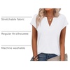image:imageWIHOLL Womens Summer Tops V Neck T Shirts Cap Sleeve Business Casual Outfits Loose Fit Beach Vacation Clothes Basic Tees0white