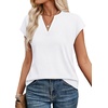 image:imageWIHOLL Womens Summer Tops V Neck T Shirts Cap Sleeve Business Casual Outfits Loose Fit Beach Vacation Clothes Basic Tees0white