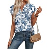 image:imageWIHOLL Womens Summer Tops V Neck T Shirts Cap Sleeve Business Casual Outfits Loose Fit Beach Vacation Clothes Basic Tees1blue White Ethnic