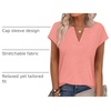 image:imageWIHOLL Womens Summer Tops V Neck T Shirts Cap Sleeve Business Casual Outfits Loose Fit Beach Vacation Clothes Basic Tees1coral