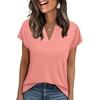 image:imageWIHOLL Womens Summer Tops V Neck T Shirts Cap Sleeve Business Casual Outfits Loose Fit Beach Vacation Clothes Basic Tees1coral