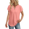 image:imageWIHOLL Womens Summer Tops V Neck T Shirts Cap Sleeve Business Casual Outfits Loose Fit Beach Vacation Clothes Basic Tees1coral