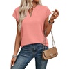 image:imageWIHOLL Womens Summer Tops V Neck T Shirts Cap Sleeve Business Casual Outfits Loose Fit Beach Vacation Clothes Basic Tees1coral