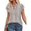 image:imageWIHOLL Womens Summer Tops V Neck T Shirts Cap Sleeve Business Casual Outfits Loose Fit Beach Vacation Clothes Basic Tees1retro Stripes