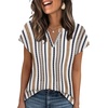 image:imageWIHOLL Womens Summer Tops V Neck T Shirts Cap Sleeve Business Casual Outfits Loose Fit Beach Vacation Clothes Basic Tees1retro Stripes