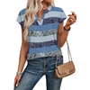 image:imageWIHOLL Womens Summer Tops V Neck T Shirts Cap Sleeve Business Casual Outfits Loose Fit Beach Vacation Clothes Basic Tees2blue Gray Stripes