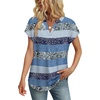 image:imageWIHOLL Womens Summer Tops V Neck T Shirts Cap Sleeve Business Casual Outfits Loose Fit Beach Vacation Clothes Basic Tees2blue Gray Stripes