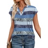 image:imageWIHOLL Womens Summer Tops V Neck T Shirts Cap Sleeve Business Casual Outfits Loose Fit Beach Vacation Clothes Basic Tees2blue Gray Stripes