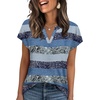 image:imageWIHOLL Womens Summer Tops V Neck T Shirts Cap Sleeve Business Casual Outfits Loose Fit Beach Vacation Clothes Basic Tees2blue Gray Stripes