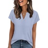 image:imageWIHOLL Womens Summer Tops V Neck T Shirts Cap Sleeve Business Casual Outfits Loose Fit Beach Vacation Clothes Basic Tees2blue White Stripes