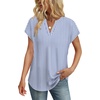 image:imageWIHOLL Womens Summer Tops V Neck T Shirts Cap Sleeve Business Casual Outfits Loose Fit Beach Vacation Clothes Basic Tees2blue White Stripes
