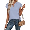 image:imageWIHOLL Womens Summer Tops V Neck T Shirts Cap Sleeve Business Casual Outfits Loose Fit Beach Vacation Clothes Basic Tees2blue White Stripes