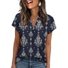 image:imageWIHOLL Womens Summer Tops V Neck T Shirts Cap Sleeve Business Casual Outfits Loose Fit Beach Vacation Clothes Basic Tees2navy Ethnic Print