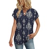 image:imageWIHOLL Womens Summer Tops V Neck T Shirts Cap Sleeve Business Casual Outfits Loose Fit Beach Vacation Clothes Basic Tees2navy Ethnic Print