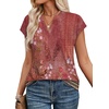 image:imageWIHOLL Womens Summer Tops V Neck T Shirts Cap Sleeve Business Casual Outfits Loose Fit Beach Vacation Clothes Basic Tees3dusty Pink Ethnic
