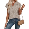 image:imageWIHOLL Womens Summer Tops V Neck T Shirts Cap Sleeve Business Casual Outfits Loose Fit Beach Vacation Clothes Basic Tees4khaki Leopard