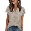 image:imageWIHOLL Womens Summer Tops V Neck T Shirts Cap Sleeve Business Casual Outfits Loose Fit Beach Vacation Clothes Basic Tees4khaki Leopard