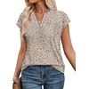 image:imageWIHOLL Womens Summer Tops V Neck T Shirts Cap Sleeve Business Casual Outfits Loose Fit Beach Vacation Clothes Basic Tees4khaki Leopard