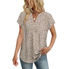 image:imageWIHOLL Womens Summer Tops V Neck T Shirts Cap Sleeve Business Casual Outfits Loose Fit Beach Vacation Clothes Basic Tees4khaki Leopard