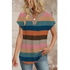 image:imageWIHOLL Womens Summer Tops V Neck T Shirts Cap Sleeve Business Casual Outfits Loose Fit Beach Vacation Clothes Basic TeesColorful Striped