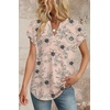 image:imageWIHOLL Womens Summer Tops V Neck T Shirts Cap Sleeve Business Casual Outfits Loose Fit Beach Vacation Clothes Basic TeesFloral Beige