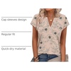 image:imageWIHOLL Womens Summer Tops V Neck T Shirts Cap Sleeve Business Casual Outfits Loose Fit Beach Vacation Clothes Basic TeesFloral Beige