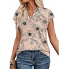 image:imageWIHOLL Womens Summer Tops V Neck T Shirts Cap Sleeve Business Casual Outfits Loose Fit Beach Vacation Clothes Basic TeesFloral Beige