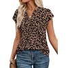 image:imageWIHOLL Womens Summer Tops V Neck T Shirts Cap Sleeve Business Casual Outfits Loose Fit Beach Vacation Clothes Basic TeesLeopard Print