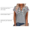 image:imageWIHOLL Womens Summer Tops V Neck T Shirts Cap Sleeve Business Casual Outfits Loose Fit Beach Vacation Clothes Basic TeesPrinted Grey
