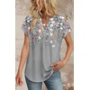image:imageWIHOLL Womens Summer Tops V Neck T Shirts Cap Sleeve Business Casual Outfits Loose Fit Beach Vacation Clothes Basic TeesPrinted Grey
