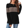 image:imageWIHOLL Womens Sweaters Trendy Color Block Tops Long Sleeve Shirts Fall Outfits Early Fall Fashion 2026 Winter ClothingCoffee