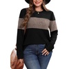 image:imageWIHOLL Womens Sweaters Trendy Color Block Tops Long Sleeve Shirts Fall Outfits Early Fall Fashion 2026 Winter ClothingCoffee
