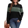 image:imageWIHOLL Womens Sweaters Trendy Color Block Tops Long Sleeve Shirts Fall Outfits Early Fall Fashion 2026 Winter ClothingGreen