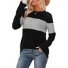 image:imageWIHOLL Womens Sweaters Trendy Color Block Tops Long Sleeve Shirts Fall Outfits Early Fall Fashion 2026 Winter ClothingGrey
