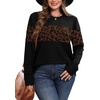 image:imageWIHOLL Womens Sweaters Trendy Color Block Tops Long Sleeve Shirts Fall Outfits Early Fall Fashion 2026 Winter ClothingLeopard