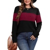 image:imageWIHOLL Womens Sweaters Trendy Color Block Tops Long Sleeve Shirts Fall Outfits Early Fall Fashion 2026 Winter ClothingMaroon