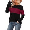 image:imageWIHOLL Womens Sweaters Trendy Color Block Tops Long Sleeve Shirts Fall Outfits Early Fall Fashion 2026 Winter ClothingMaroon
