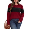 image:imageWIHOLL Womens Sweaters Trendy Color Block Tops Long Sleeve Shirts Fall Outfits Early Fall Fashion 2026 Winter ClothingRed Black