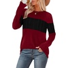 image:imageWIHOLL Womens Sweaters Trendy Color Block Tops Long Sleeve Shirts Fall Outfits Early Fall Fashion 2026 Winter ClothingRed Black