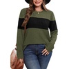 image:imageWIHOLL Womens Sweaters Trendy Color Block Tops Long Sleeve Shirts Fall Outfits Early Fall Fashion 2026 Winter ClothingUnique Army Green