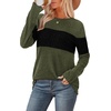 image:imageWIHOLL Womens Sweaters Trendy Color Block Tops Long Sleeve Shirts Fall Outfits Early Fall Fashion 2026 Winter ClothingUnique Army Green