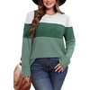 image:imageWIHOLL Womens Sweaters Trendy Color Block Tops Long Sleeve Shirts Fall Outfits Early Fall Fashion 2026 Winter ClothingUnique Green White