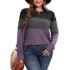 image:imageWIHOLL Womens Sweaters Trendy Color Block Tops Long Sleeve Shirts Fall Outfits Early Fall Fashion 2026 Winter ClothingUnique Grey Purple
