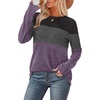 image:imageWIHOLL Womens Sweaters Trendy Color Block Tops Long Sleeve Shirts Fall Outfits Early Fall Fashion 2026 Winter ClothingUnique Grey Purple