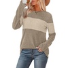 image:imageWIHOLL Womens Sweaters Trendy Color Block Tops Long Sleeve Shirts Fall Outfits Early Fall Fashion 2026 Winter ClothingUnique Khaki Apricot